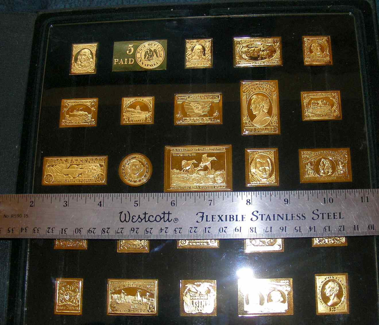 MASSIVE USA GREAT 50 STAMPS GOLD ON SILVER INGOT 11742